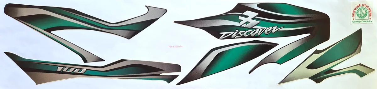 Bajaj Discover 100 Black Bike - Green Sticker — DISCOVER sticker, Sri Lanka